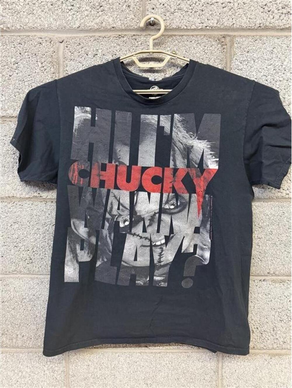 Chucky Horror T-Shirt Size L 2010s Universal Him Wanna Play